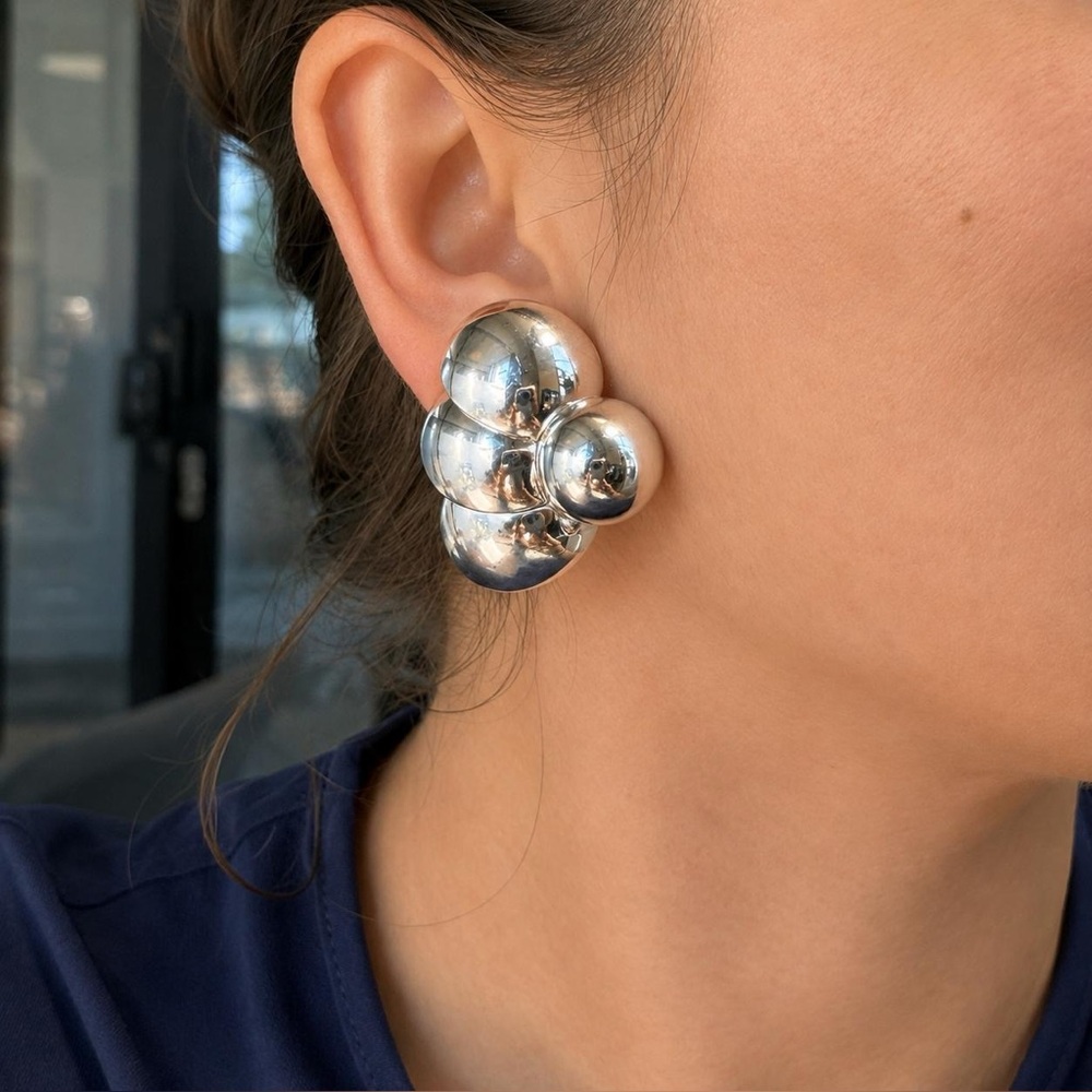 Vintage 925 Sterling Silver Flower Earrings 13.3g